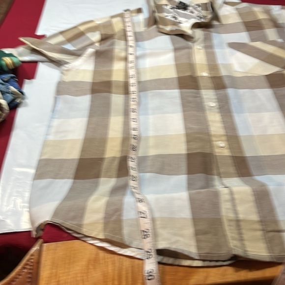 Gotcha PLAID Shirt TAN BLUE BEIGE Button up Short Sleeve Casual Y2K 90s mens XL - Picture 7 of 10